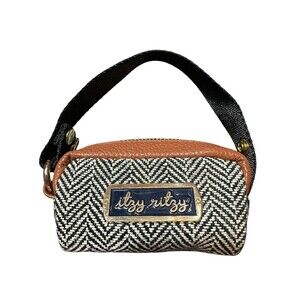 Itzy Ritzy Baby Diaper Bag Pacifier Pod Herringbone Coffee & Cream Zippered Case